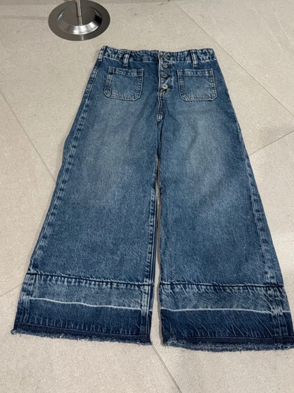 GAP Kids High Rise Stride Ankle Girls Wide-Leg Blue Jeans 10